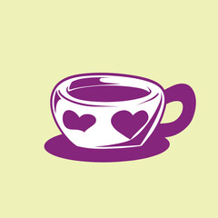 Line art Vector coffee mug cartoon illustration