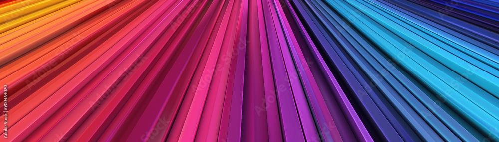 Poster Vibrant abstract background featuring a spectrum of colorful lines radiating from a central point, creating a dynamic and visually striking effect.