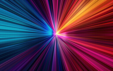 Vibrant light beams in diverse colors creating a dynamic burst effect, conveying energy, motion, and excitement, perfect for abstract backgrounds.
