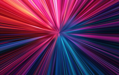 Fototapeta premium Colorful abstract radial background with dynamic vibrant lines converging at the center, creating a dazzling explosion of color and light.