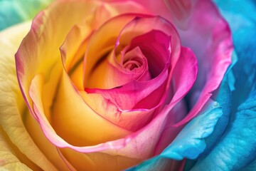 Close-up of a Rainbow Rose with Vibrant Hues