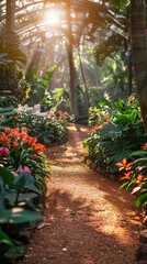 Obraz premium Tranquil Garden Oasis Bursting with Colorful Flowers