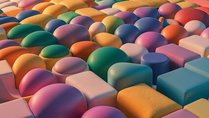 Obraz premium individuality of matching colored shapes each row with 3d render
