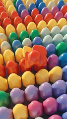 individuality of matching colored shapes each row with 3d render