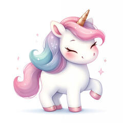 Fototapeta premium Cute cartoon pony on white background. AI 