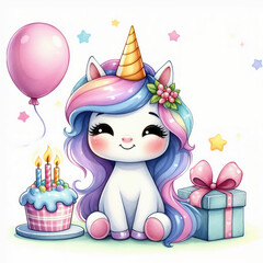 Cute cartoon pony on white background. AI 
