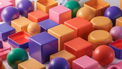 Fototapeta premium individuality of matching colored shapes each row with 3d render