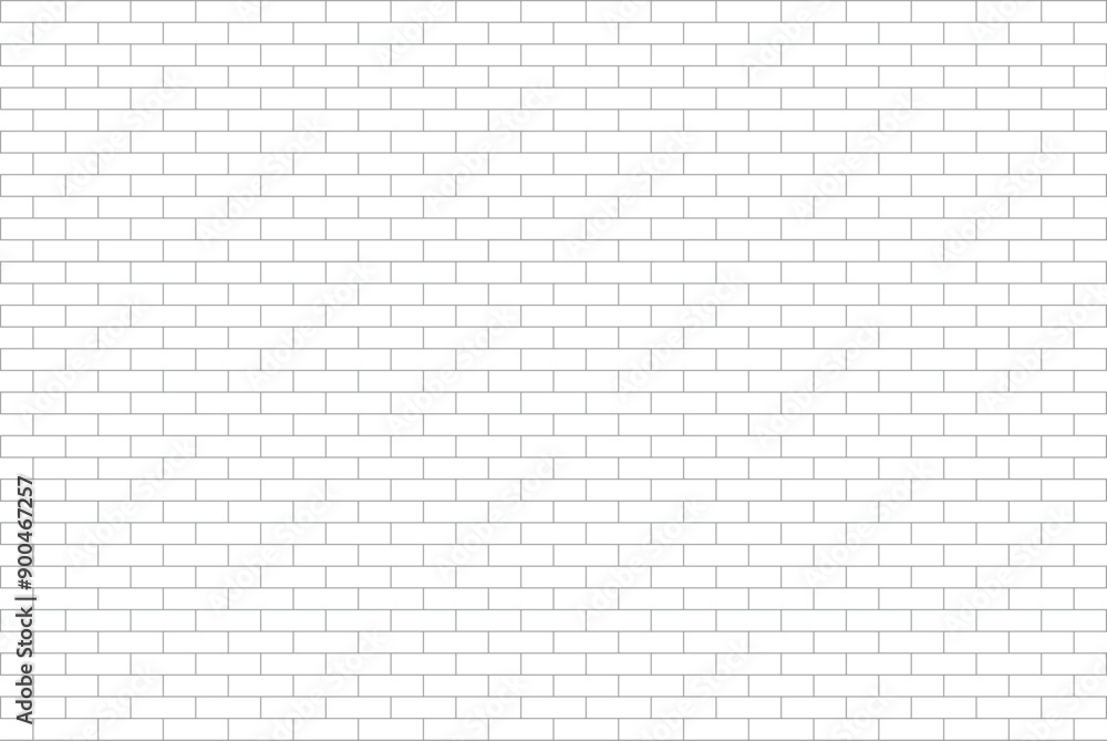 Wall mural Gray and white vector brick wall lines texture for background.