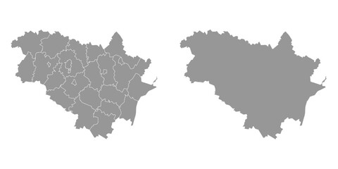 Ivanovo Oblast map, administrative division of Russia. Vector illustration.