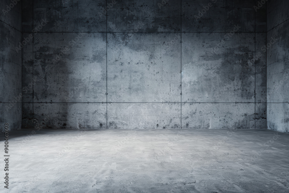 Poster empty concrete room with industrial gray walls and floor, perfect for background or mock-up. stark m