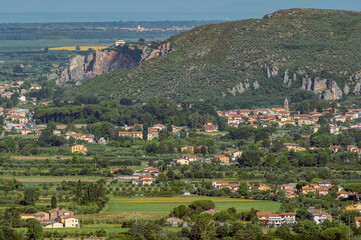 Panoramic aerial view of Pontasserchio, Pisa, Italy and surroundings