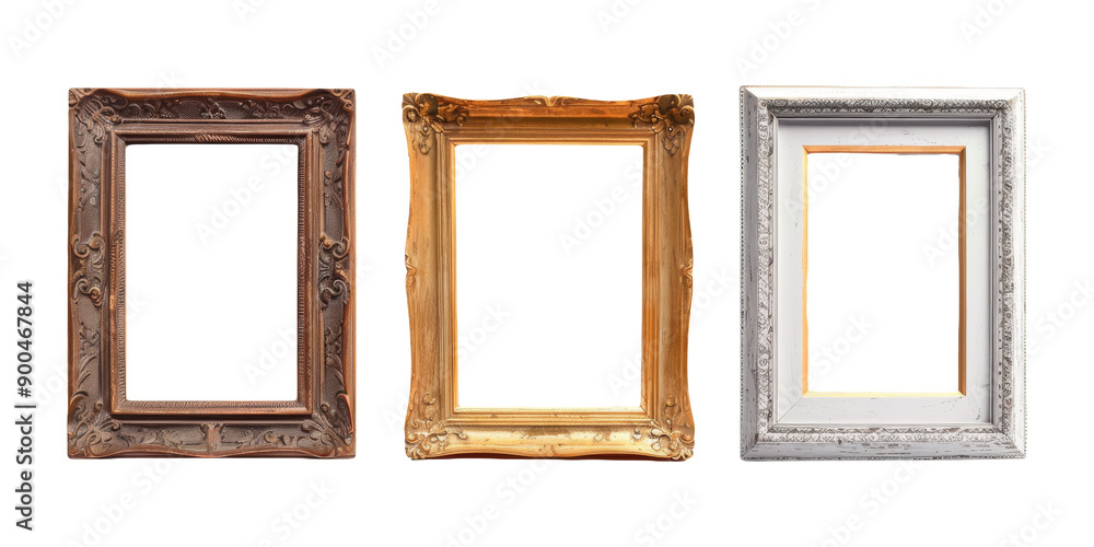 Poster elegant decorative picture frames in various colors on isolated background