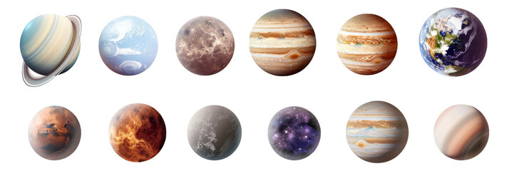 Set of Solar System Planets On Isolated Background