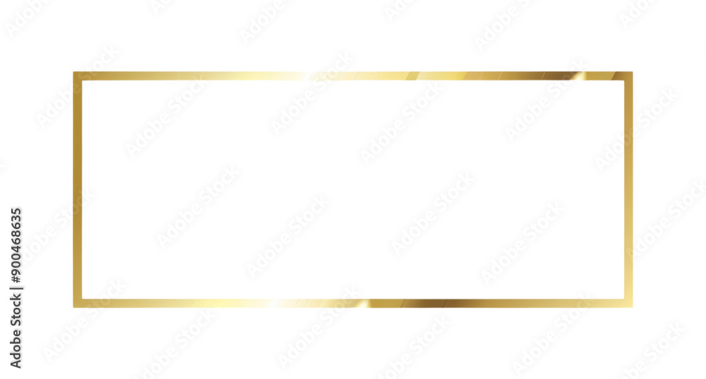Poster gold sleek rectangular minimalist border frame on isolated background