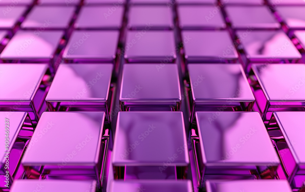 Poster abstract close-up of shiny purple metallic squares aligned in rows, creating a modern geometric patt