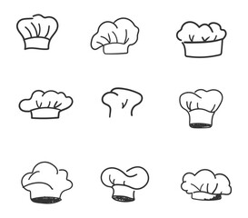 Chef Hat Icon Set, Chef symbol vector, Hat Chef collection in white background
