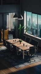 Fototapeta premium Isometric view of a meeting room, office space, 3d rendering