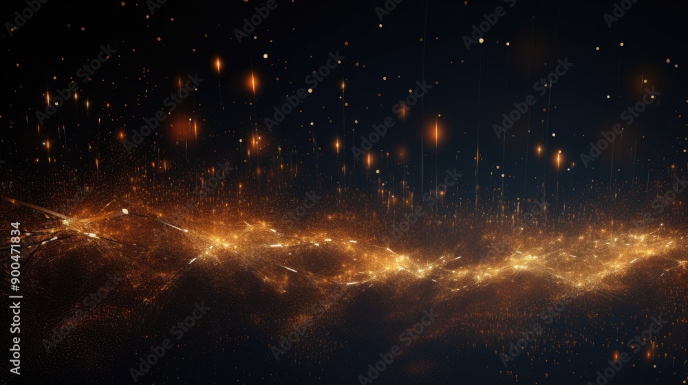 Poster glittering tech particles with a futuristic background