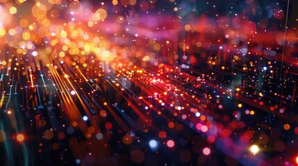 Fototapeta premium Glittering tech particles with a futuristic background