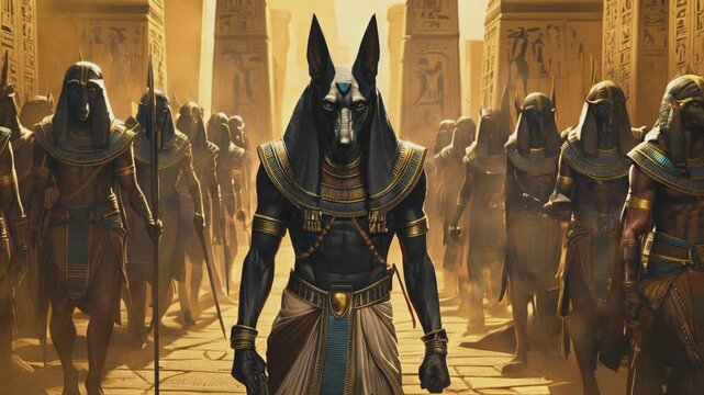 Anubis is a deity of Ancient Egypt with the head of a jackal and the body of a man, a guide of the dead to the afterlife.