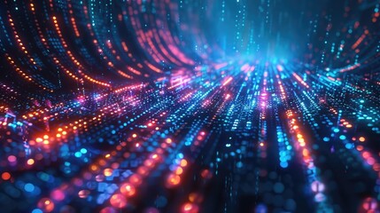 Fototapeta premium Glowing data streams in a digital matrix