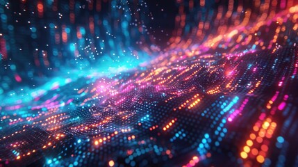 Obraz premium Glowing data streams in a digital matrix