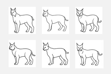 Unique lynx line art illustration set for tattoo ideas
