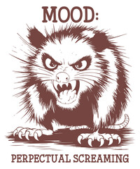 MOOD: PERPETUAL SCREAMING Funny Possum T-shirt, Sarcastic Sayings Shirt, Vintage 90s Gag Shirt, Funny Rat, Possum meme shirt, Possum quote, Possum saying, animal, art, drawing, mammal, sketch, possum,