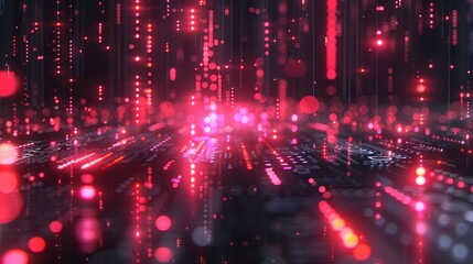 Obraz premium Glowing data streams in a digital matrix