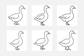 Unique goose line art illustration set
