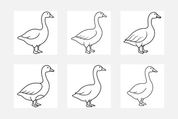 Creative goose line art illustration set
