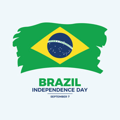 Brazil Independence Day poster vector illustration. Brazil grunge flag icon. Brazilian paintbrush flag symbol. Template for background, banner, card. 7 September every year. Important day