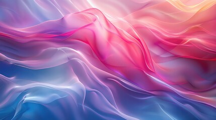 Abstract Flowing Fabric Background with Gradient Hues of Pink and Blue