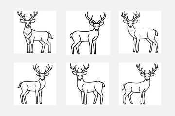 Detailed Deer Line Art Illustration

