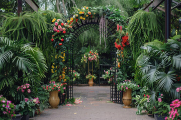 A Floral Archway in a Lush Garden