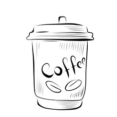 drawing lines. art line mug with coffee, tea, milk. Vector