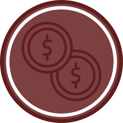 Coin Vector Line Double Circle Maroon