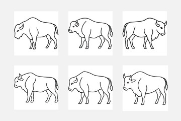 Unique Bison Line Art Illustration Styles
