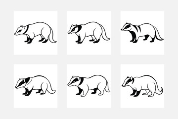Unique Badger Line Art Illustrations for Kids
