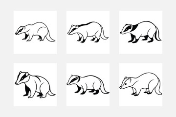 Beautiful Badger Line Art Illustrations for Coloring
