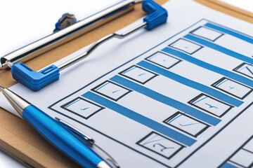 Close-up of a checklist on a clipboard, representing organization, task management, and progress tracking