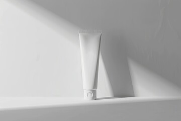 White Squeeze Tube on a White Surface with Sunlight
