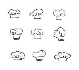 Chef Hat Icon Set, Chef symbol vector, Hat Chef collection in white background