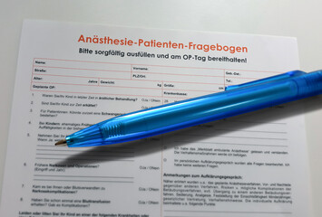 Obraz premium Anästhesie-Patienten-Fragebogen