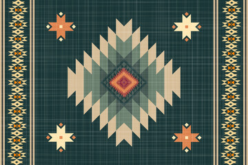 Navajo tribal vector seamless pattern. Native American ornament. Ethnic South Western decor style. Boho geometric ornament. Vector seamless pattern. Mexican blanket, rug. Woven carpet.