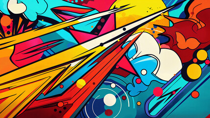 Pop art concept colorful complex messy lines. Colorful background in pop art retro comic style. Cartoon booklet background, banner, poster, wallpaper, cover