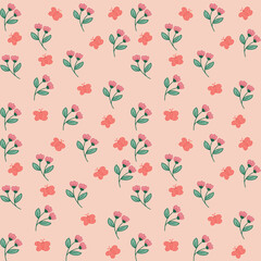 seamless pattern with hearts and flowers