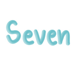 Seven letters on white background