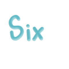Six letters on white background