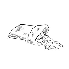Line drawing. line art bag with coffee beans. Vector